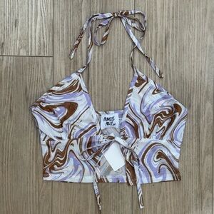 Princess Polly Brown and Purple Swirl Crop Top